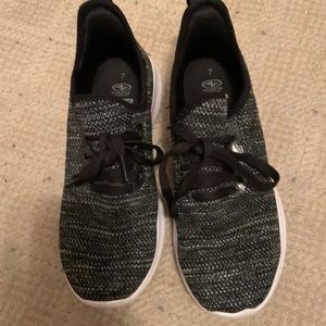 Women’s athletic brand slip on black marbled sneaker